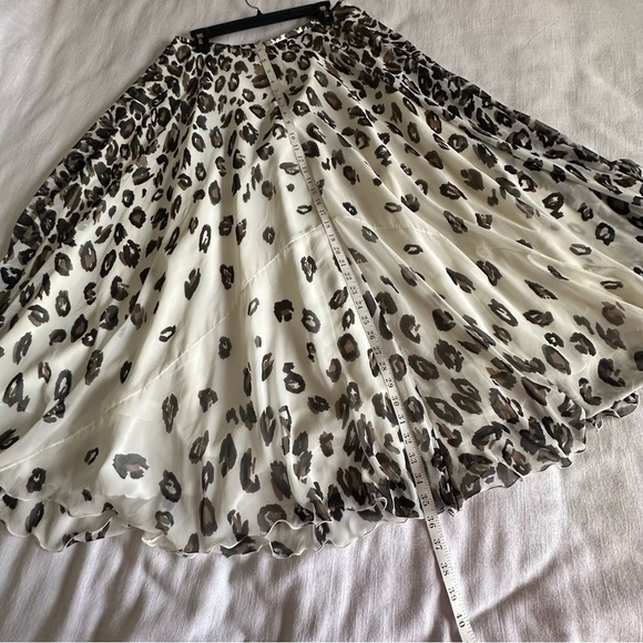 Talbots Womens Leopard Animal Print Chiffon Midi Skirt Sz 12 Career Corpcore - Picture 6 of 10
